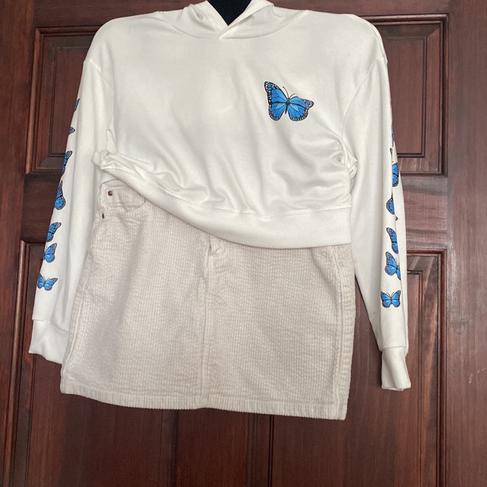 RSQ skirt & 140 Long Sleeve Crop Top